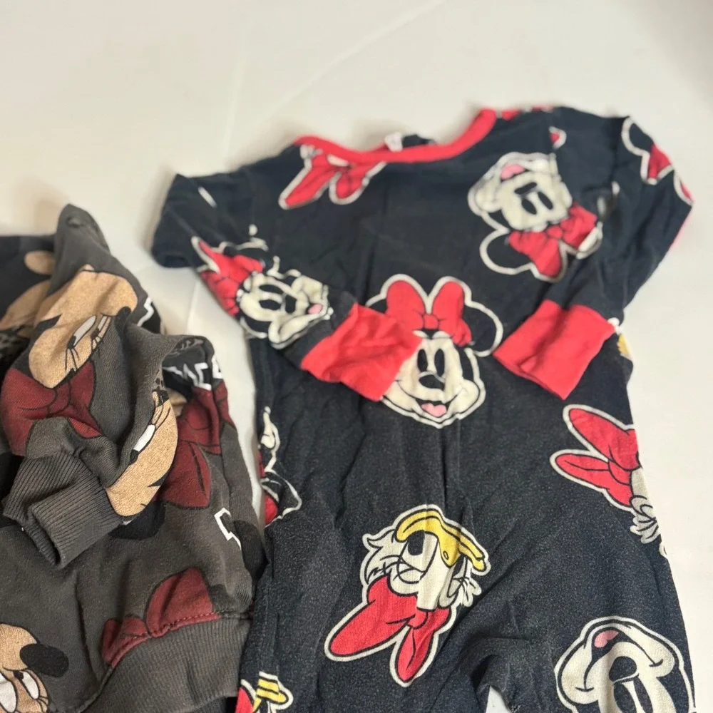 Disney Minnie Mouse Baby Girl 2pc Ribbed Set 18M & Daisy Duck Sleeper 12M Bundle